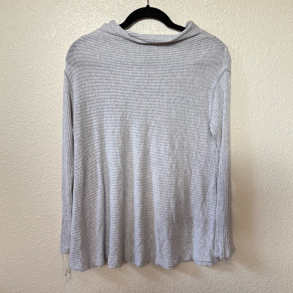 We The Free Light Gray Lover Ribbed Open Back Thermal Long Sleeve Top XS